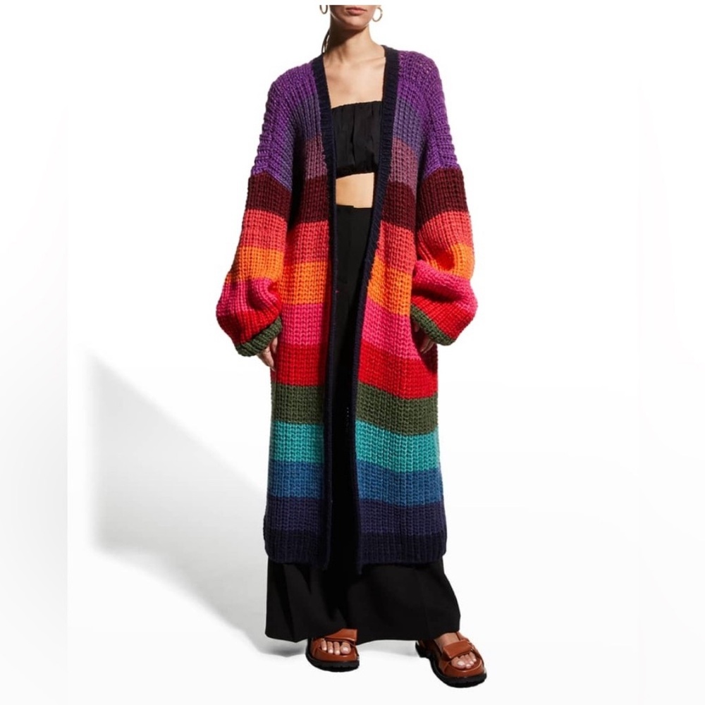 Farm Rio Chunky Wool Rainbow Cardigan M/L